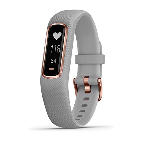 Garmin vivosmart 4, Activity and Fitness Tracker w/ Pulse Ox and Heart Rate Monitor, Rose Gold with Gray Band