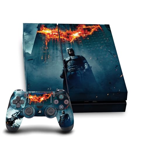 Head Case Designs Officially Licensed The Dark Knight Batman Poster Key Art Vinyl Sticker Gaming Skin Decal Cover Compatible with Sony Playstation 4 PS4 Console and DualShock 4 Controller Bundle