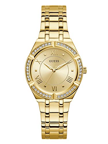 GUESS Black + Gold-Tone Crystal Silicone Watch