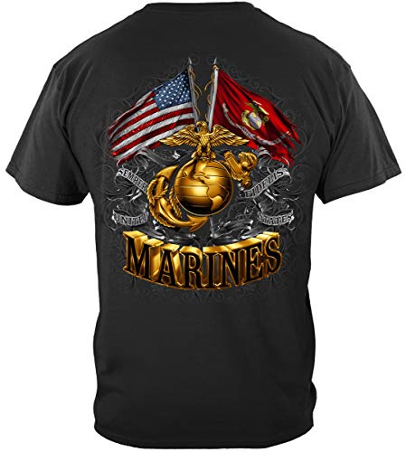 440c Folding Knife | Double Flag Gold Globe Marine Corps Shirt ADD57-MM2153-5XL