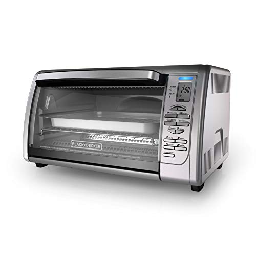 BLACK+DECKER 6-Slice Convection Toaster Oven, CTO6335S, 20% Faster Cooking, 120-Minute Timer, Extra-Deep Interior, 8 One-Touch Functions