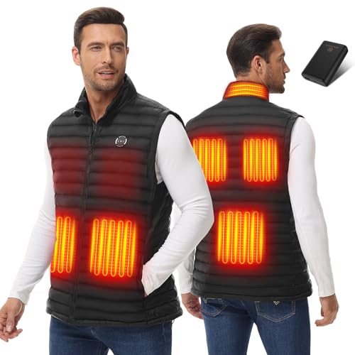 BENE'VIOLET Heated Vest for Men with Battery Pack Included, Lightweight Warming Electric Heated Jacket, Rechargeable Smart Heating Vest(L)