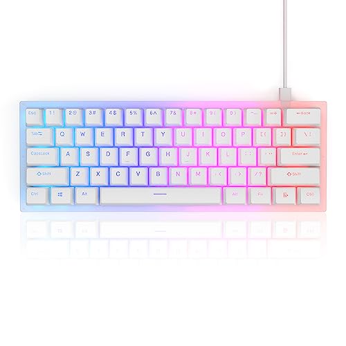 XVX Womier K61 60% Percent Keyboard - Creamy Keyboard. Wired Mechanical Gaming Keyboard, Hot Swappable Dual RGB Keyboard, 61 Keys Gaming Keyboard, Pro Driver/Software Supported - Yellow Switch