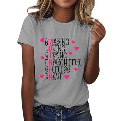 HUMMHUANJ Mothers Day T-Shirt,Womens Clothes Under 10 Dollars,top Items on Amazon 2024,Woman Clothes, Teacher Prime Deals,White Outfit,Birthday Tshirts Shirts for Women