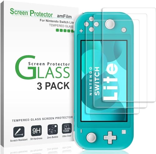 amFilm Tempered Screen Protector for Nintendo Switch Lite 2019, Glass, 3 Pack