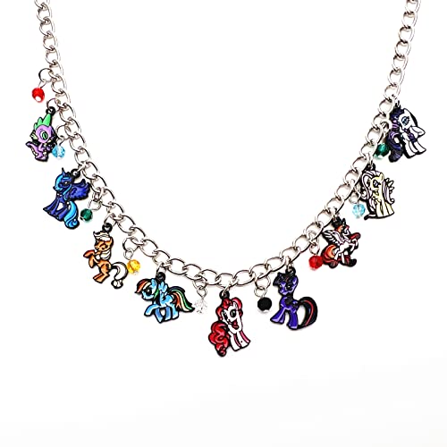 JDHFJFH Littl Pony Charm Necklace Metal Anime Gifts Pendant Necklace for Boys Girls and Women