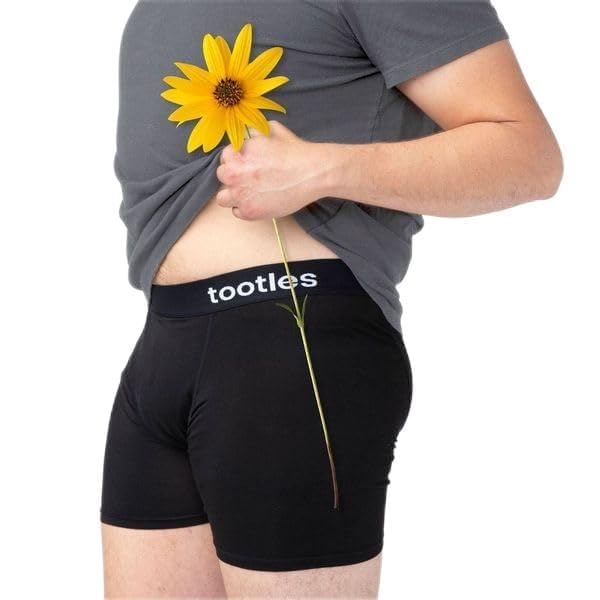 Fart Filtering Underwear by TOOTLES - Mens Boxer Briefs With 100% Activated Charcoal Underwear Liners - Neutralizes & Eliminates Flatulence Odor - 95% Bamboo Cotton, 5% Spandex