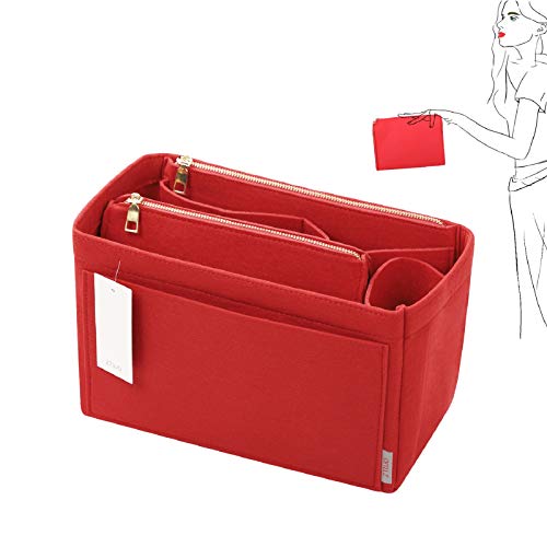 ZTUJO Purse Organizer, Felt Bag Organizer Purse Organizer Insert For Speedy, Neverfull, Graceful, Neverfull,Tote, Handbag,Shaper (X-Large, Red)