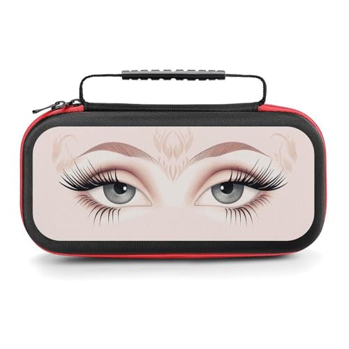 AoHanan Switch Carrying Case Crown Eye Lashes Eyebrow Switch Game Case with 20 Games Cartridges Hard Shell Travel Protection Storage Case for Console & Accessories