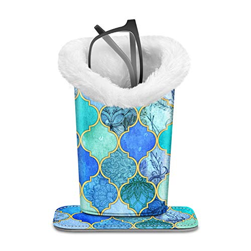 Fintie Plush Lined Eyeglasses Holder with Magnetic Base- Premium Vegan Leather Glasses Stand Case