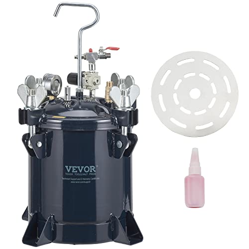 VEVOR Spray Tank 10L/2.5gal Air Pressure Pot for Resin Casting, Metal Rack & Leak Repair Sealant for Industry Home Decor Architecture Construction Automotive Painting, 70PSI Max, Black