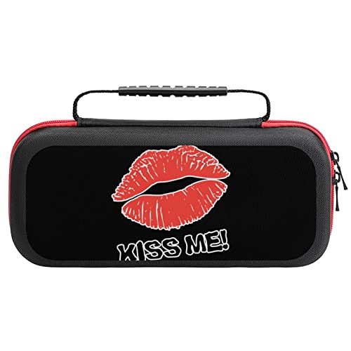 Kiss Me Lips Switch Carrying Case Protective Cover Hard Shell Travel Pouch Compatible with Nintendo Switch