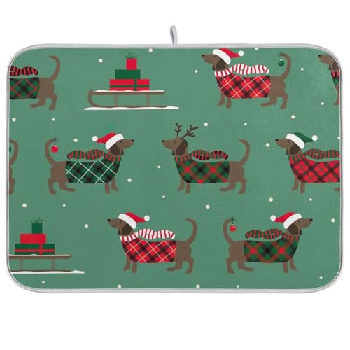 Christmas Sledges Dukes Hounds Bottle Dryer Mat Extra Large Dish Drying Mat 18 x 24 Dish Drying Mat Counter Top Accessories Kitchen Dish Drainer