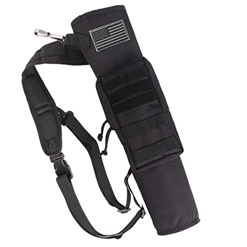 KRATARC Archery Lightweight Back Arrow Quiver Dual Use Foldable Compact Hip Arrows Bag with Molle System Pocket Hanged for Target Shooting Hunting (Black- zip pocket)