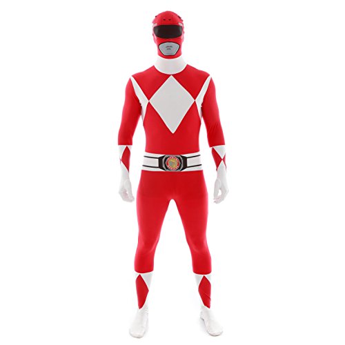 Official Power Ranger Morphsuit Costume,Red,Large 5'4'-5'10' (163cm - 177cm)