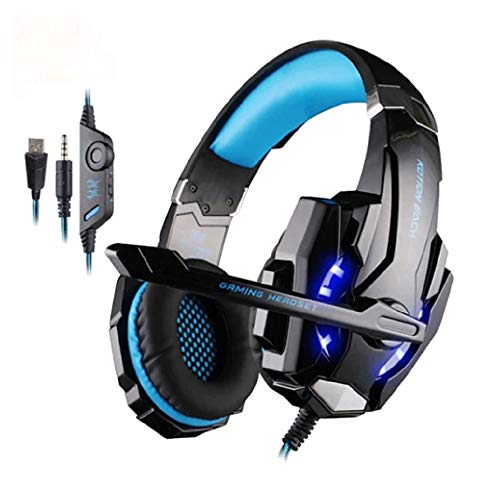 Ninja Dragon G9300 Stereo Gaming Headset for PC Or Console, Noise Cancelling Over Ear Headphones with Mic, LED Light, Bass Surround, Soft Memory Earmuffs
