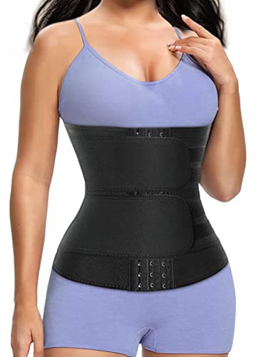 HOPLYNN Neoprene Sweat Waist Trainer Corset for Women Black Medium