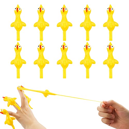 TCOTBE 10 Pack Slingshot Chicken,Slingshot Chicken Rubber Flick Flying Chicken,Funny Christmas, Flingers Stretchy Game for Boys and Girls Party Favor School Activity Fun Present