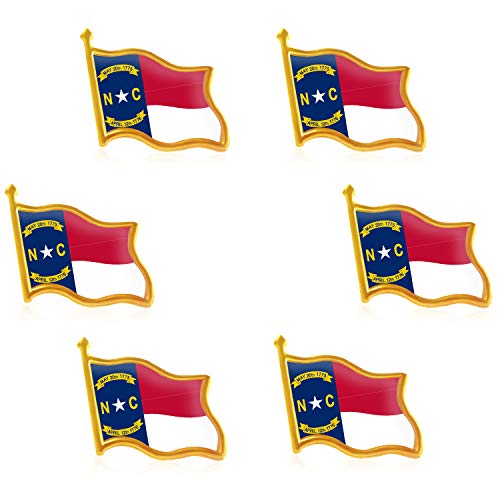 Rhungift 6Pack-US NC North Carolina State Lapel Pins Waving Flag Patriotic Pins Bulk Metal Souvenir Series Gifts-1”