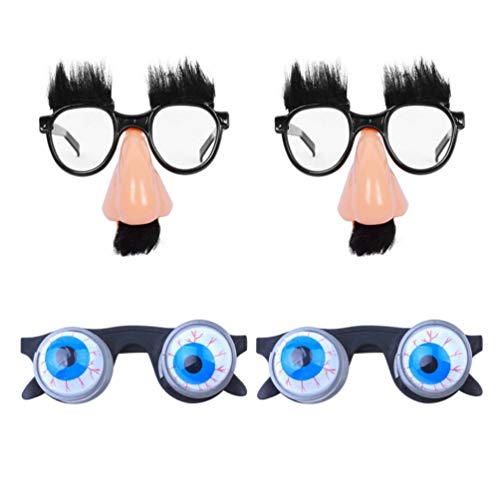 NUOBESTY 4pcs Kids Sunglasses Novelty Disguise Eyeglasses Eye Glasses Funny Disguise Glasses For Kids Aldult Toy Clown Nose Adult Toy Halloween Toys Kids Toys Eyeball Child Spring
