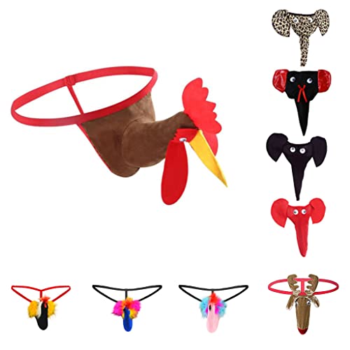 melupa Men's Sexy Thong Novelty Underwear Panties Briefs Funny G-String T-Back Husband Boyfriend Valentine's Day Lingerie Gifts, A-red, One Size