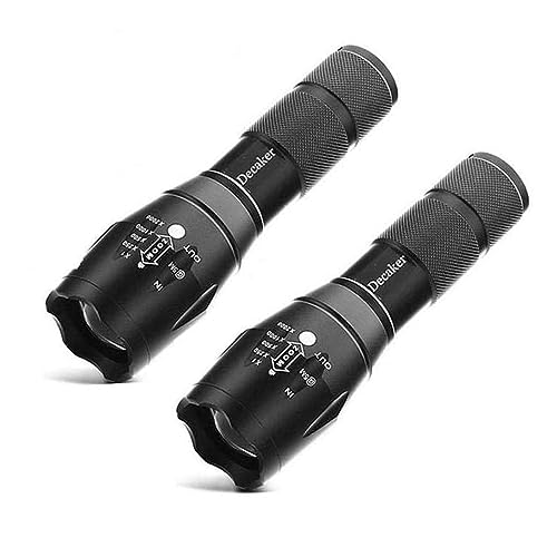 Decaker TC1200 Tactical Flashlight Super Bright 1200 Lumens 5 Light Modes Zoomable LED Flashlights Torch,2-Pack