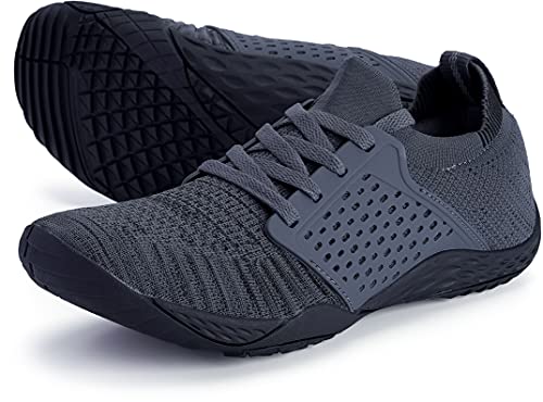 WHITIN Men's Trail Running Shoes Minimalist Barefoot Wide Width Toe Box Size 10 Gym Workout Fitness Low Zero Drop Light Weight Five Fingers Dark Grey 43
