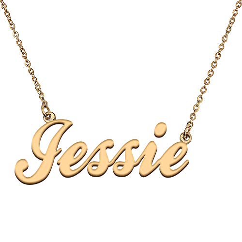 HUAN XUN Custom Name Plate Necklace Unique Jewelry Gifts for Mom Mother Jessie