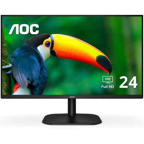 AOC 24B2XH 24' Full HD IPS Monitor, 3-Sided Frameless & Ultra Slim HDMI and VGA inputs, Lowblue Mode, VESA compatible,Black