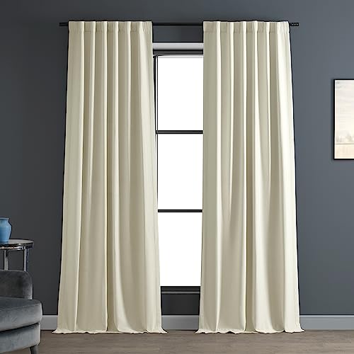 HPD Half Price Drapes Bellino Room Darkening Curtains 96 Inches Long Curtains for Bedroom & Living Room (1 Panel), 50W x 96L, Oat Cream