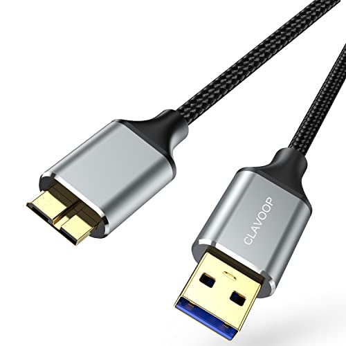 CLAVOOP USB 3.0 Micro B Cable 1.5 FT, External Hard Drive Cable 5 Gbps High-Speed USB A to Micro B Cord Compatible for Seagate Xbox One Toshiba WD Western Digital Hard Drive