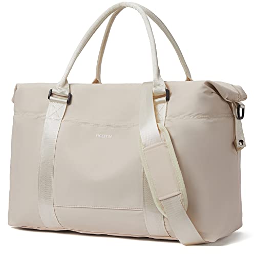 FIGESTIN Duffle Bag, Weekender Bags for Women Travel Tote Bags Carry on Bags for Airplanes Overnight Hospital Bags for Women Girls Beige