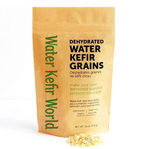 Organic Heirloom Starter Unlimited Usage Dehydrated Water Kefir Grains- Grown in Organic Specialty Sugars and Natural Spring Water - Organic, Vegan, Gluten-Free, and Caffeine-Free