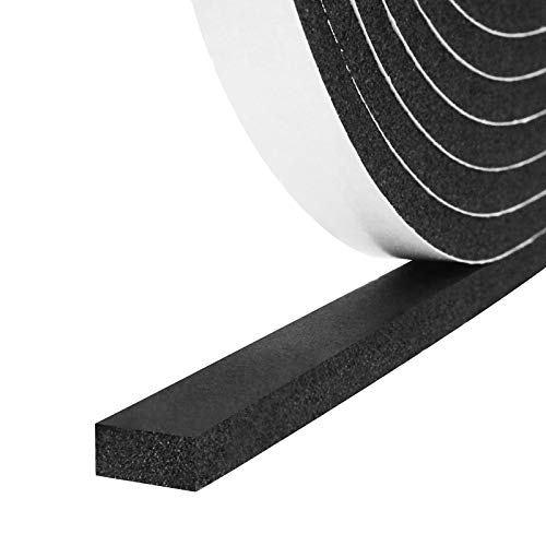 Storystore Foam Insulation Tape Self Adhesive,Weather Stripping for Doors and Windows,Sound Proof Soundproofing Weatherstrip,Cooling,Air Conditioning Seal Strip (1/2In x 1/4In x 33Ft, Black)