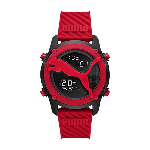 PUMA Men's Big Cat Digital Red Polyurethane Band Watch (Model: P5100)