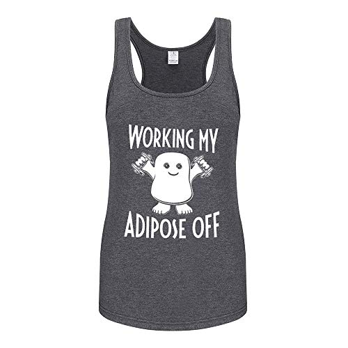 WINGZOO Workout Tank Tops for Women-Womens Working My Adipose Off Funny Saying Fitness Gym Racerback Sleeveless Shirts Grey