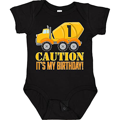 inktastic 1st Birthday Construction Truck, Cement Mixer -one Year Old Baby Bodysuit 24 Months 0040 Black 2c77a