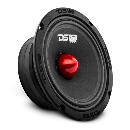 DS18 PRO-GM6.4B Midrange Loudspeaker 6.5' Red Aluminum Bullet, 480W Max, 4 Ohms,1.5' Kapton VC Premium Quality Audio Door Speakers for Car or Truck Stereo Sound System (1 Speaker)