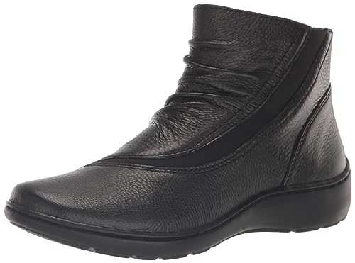 Clarks Women's Cora Derby Ankle Boot, Black Leather, 9