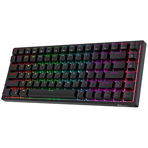 RK ROYAL KLUDGE RK84 RGB 75% Triple Mode BT5.0/2.4G/USB-C Hot Swappable Mechanical Keyboard, 84 Keys Wireless Gaming Keyboard, Tactile Brown Switch