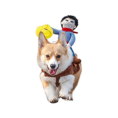 T2Y Cowboy Rider Dog Costume - Halloween Dog Costumes for Large and Extra Large Dogs, Dogs Clothes Knight Style with Doll and Hat for Halloween Day Pet Costume(Large)