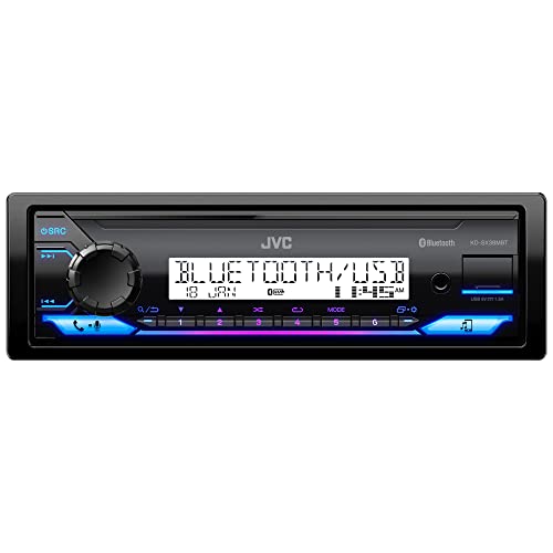 JVC KD-SX38MBT Car Stereo with Bluetooth, 4-Ch Marine Radio Receiver, AM/FM Single Din Radio, Aux-in, USB, Streaming, RGB Illumination, Use as in-Dash ATV, Truck Radio or Boat Stereo
