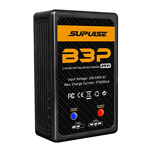 SUPULSE Lipo Charger 2X Faster Quick Charge 25W 2S-3S RC Balance Charger AC 7.4-11.1V Upgrade Version B3 Pro Compact RC Battery Lipo Charger (B3Pro)