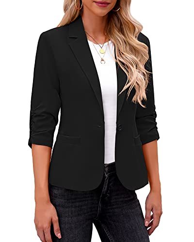 LookbookStore Plus Size Blazer for Women Black Suit Jacket Women Blazers for Women Casual Women Suit Jacket Black Size Large Fits Size 12 / Size 14