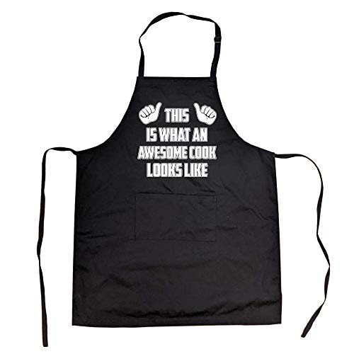 Crazy Dog T-Shirts Cookout Apron This Is What Awesome Looks Like Cooking Baking Smock (Black) - Black; One size