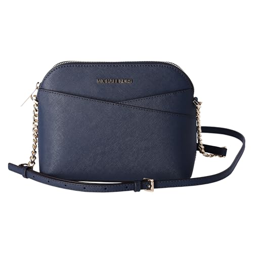 Michael Kors Jet Set Travel Medium Dome Crossbody Bag Saffiano Leather (Navy)