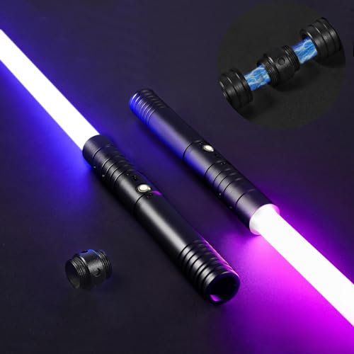 Oomyeh 2 in 1 Dueling Lightsaber Alloy Handle 15 Colors Light Saber Type-C Rechargeable 3 Modes Lightsaber for Kids and Adults Children's Day (2 Pack Black)