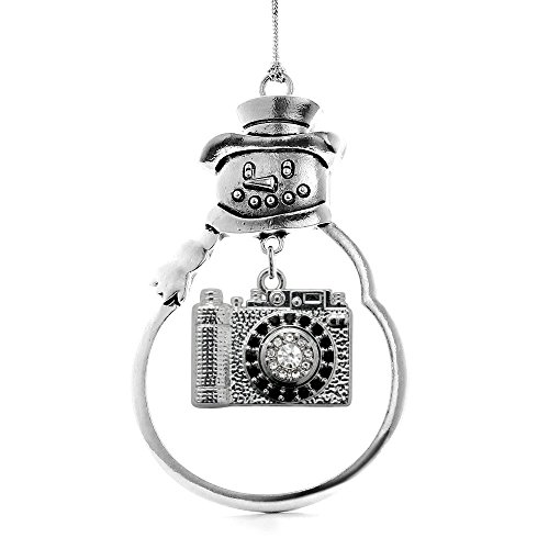 Inspired Silver - 1.0 Carat Vintage Camera Charm Ornament - Silver Customized Charm Snowman Ornament with Cubic Zirconia Jewelry