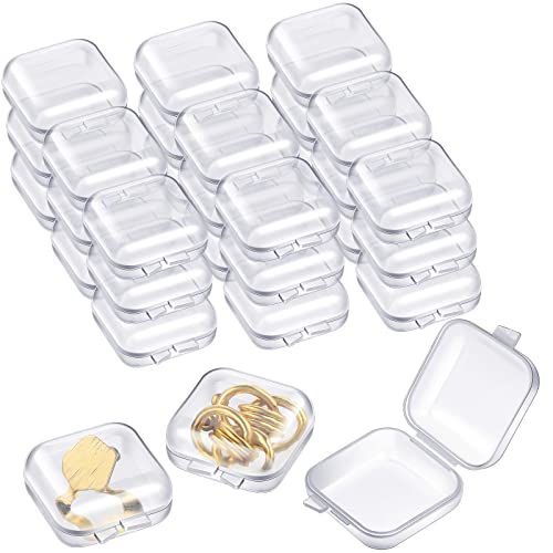 100 Pack Mini Clear Jewelry Box Earring Organizers with Hinged Lid Small Plastic Storage Box for Earrings Chains