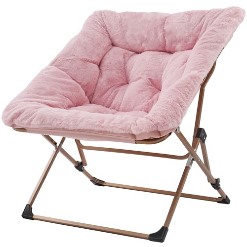 Saucer Chair, Comfy Folding Oversized Saucer Chairs for Adults Teens Kids, Soft Moon Chair for Living Room, Bedroom, Dorm and Garden (Pink)